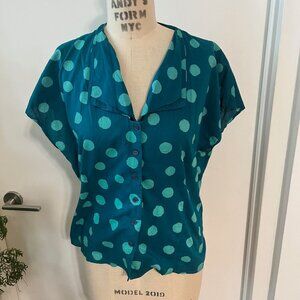 EMILY AND FIN Polka Dot Cotton Retro Top Size Large